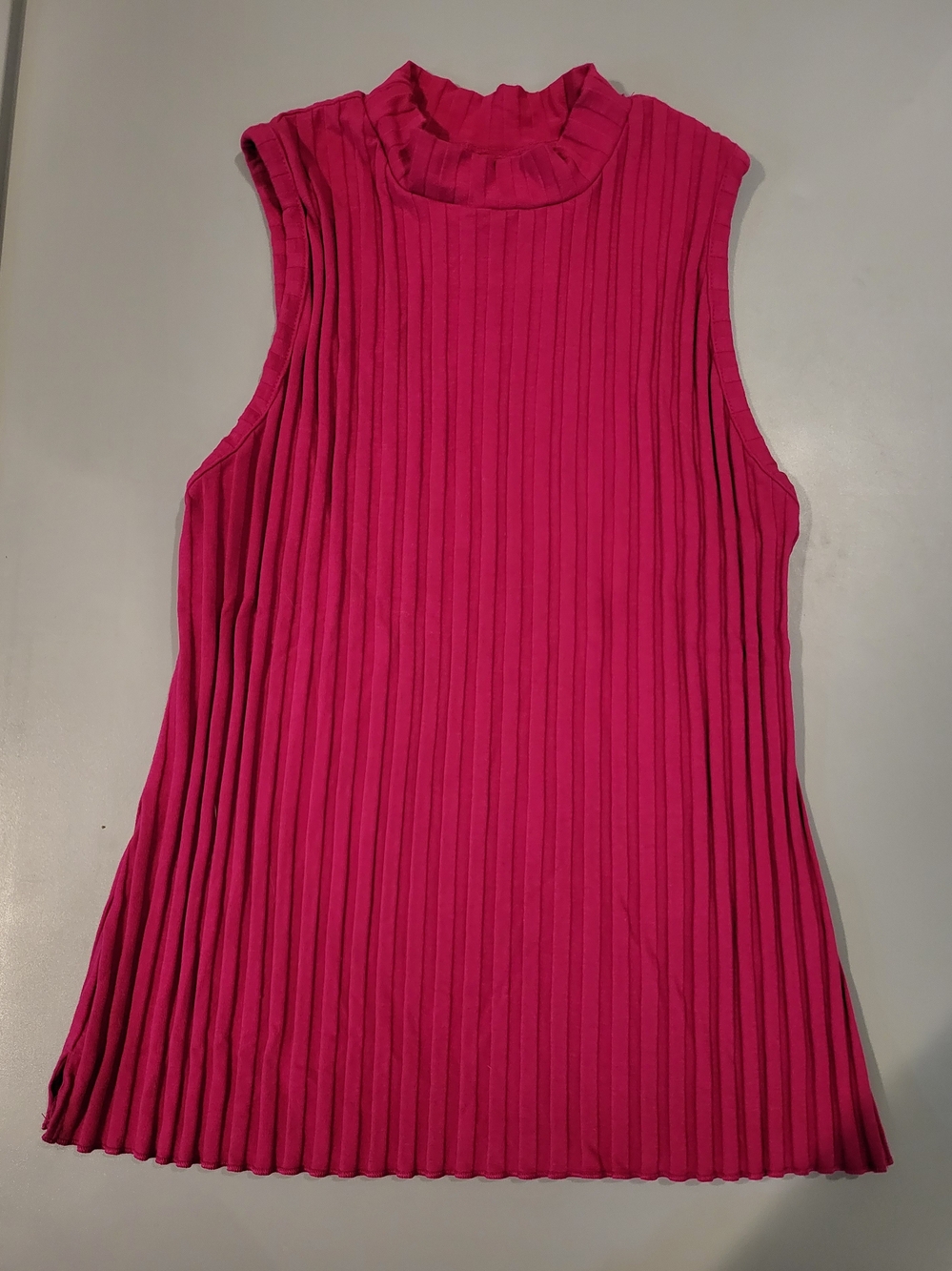 A New Day Hot Pink Ribbed Mock Neck Top M